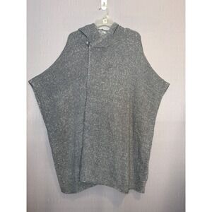 Aritzia TNA Cashmere Blend Gray Hooded Knit Cape Poncho - Oversized